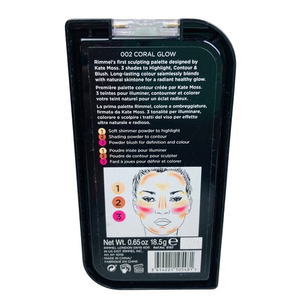 Rimmel London Kate Sculpting Palette Coral Glow 002 Highlight Contour Blush - Picture 2 of 2